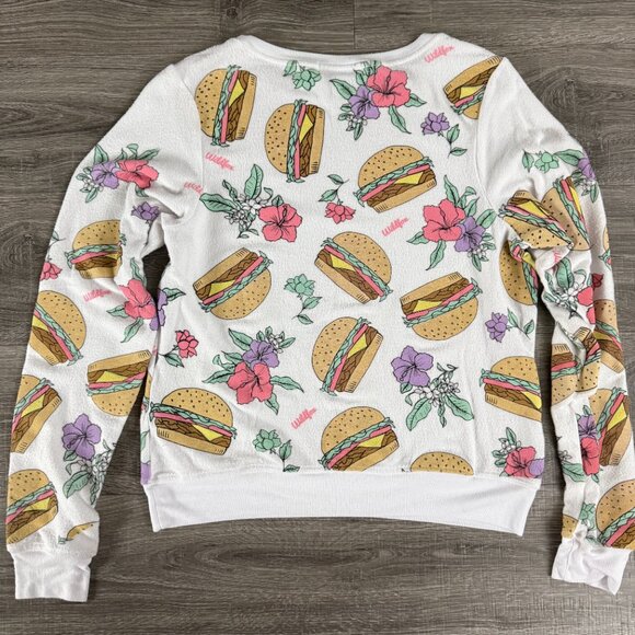 Wildfox Hamburger Cheeseburger Baggy Beach Jumper Sweatshirt Size Medium - Picture 4 of 5